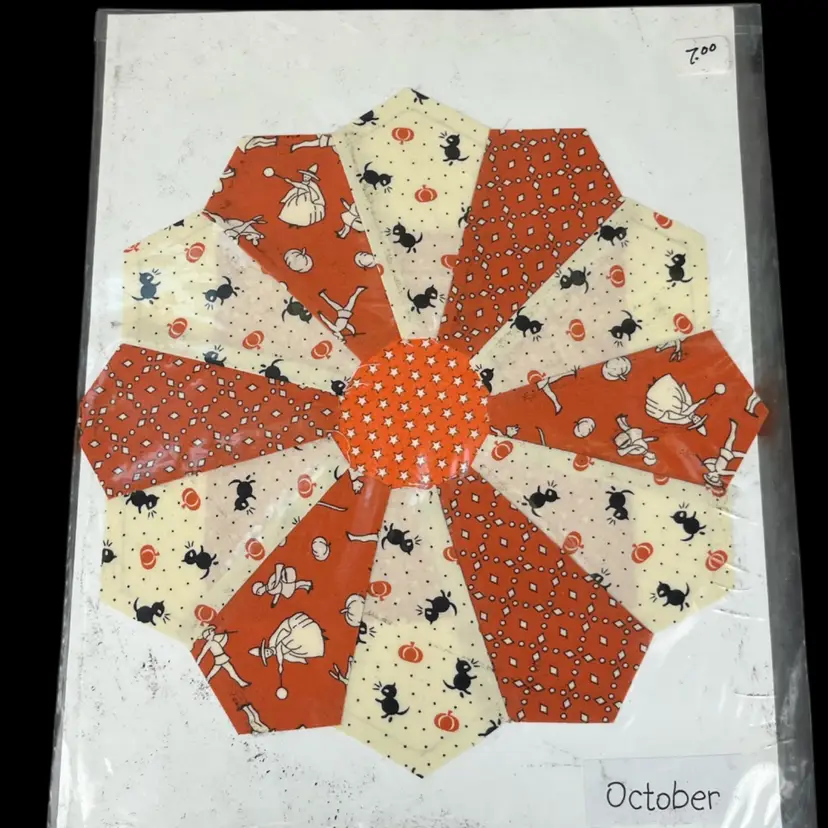 Quilt Block Halloween Cat Witch Vintage