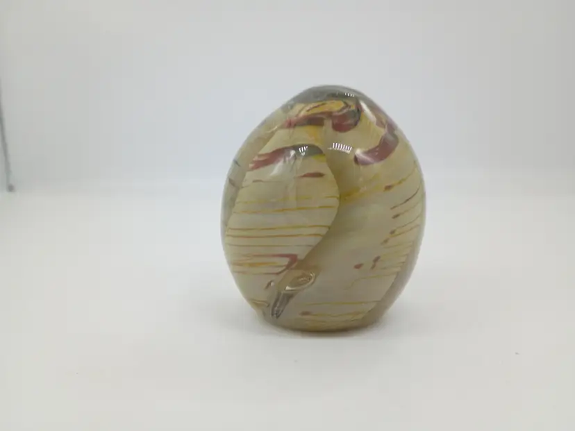 VTG 1979 Signed Bruce Freund Art Glass Paperweight Abstract Swirl Desert Colors