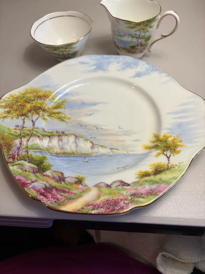 Paragon Bone China, Cliffs Of Dover Creamer, Sugar, Serving Plate