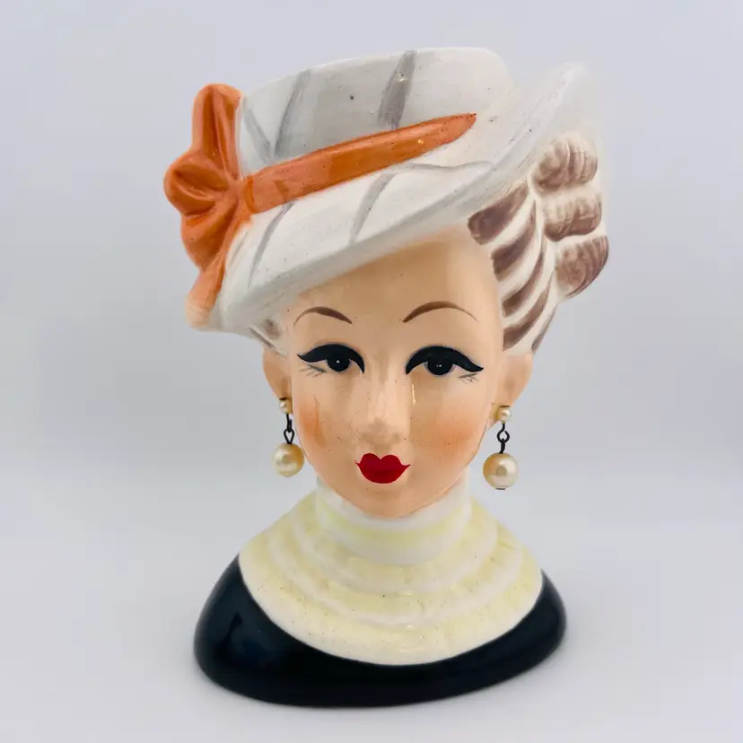 Lady Head Vase- Vintage Repro 6.5”