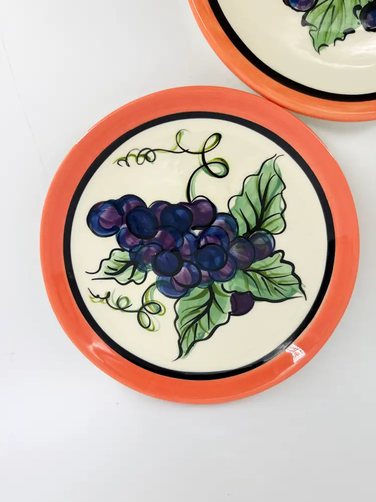 Vtg Lot 4 Signed Vicki Carroll "Bon Appetite" 8" Salad Plates Hand Painted