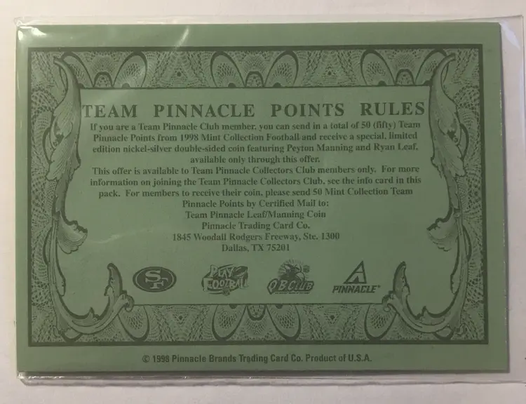 1998 Pinnacle Mint Collection Coin + $1 Card Jim Harbaugh #23