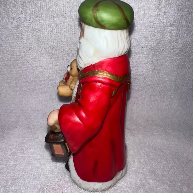 Vintage Homco Father Christmas Old World Santa w/Bear Ceramic Figurine #5610