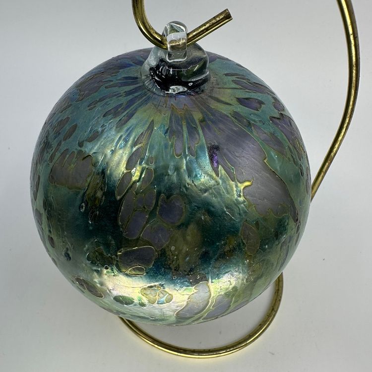 Vintage Hand Blown Art Glass Hanging Ornament 4”