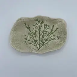 Thyme green & white trinket dish