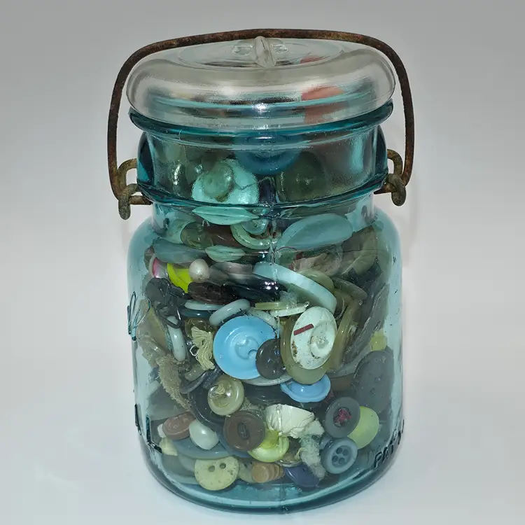 Vintage Canning Jar of Old Buttons