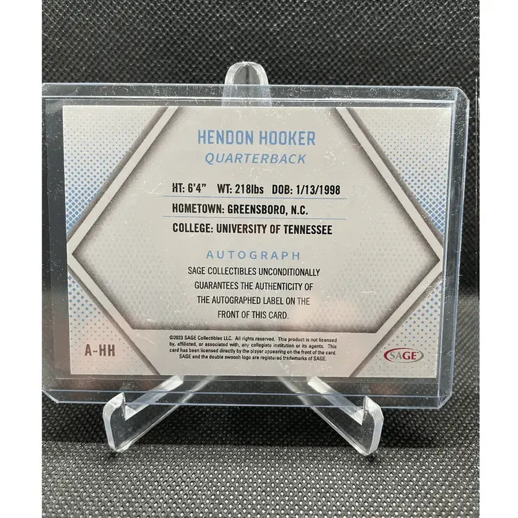 Hendon Hooker 2023 SAGE HIT Autographs Red #A-HH Detroit Lions
