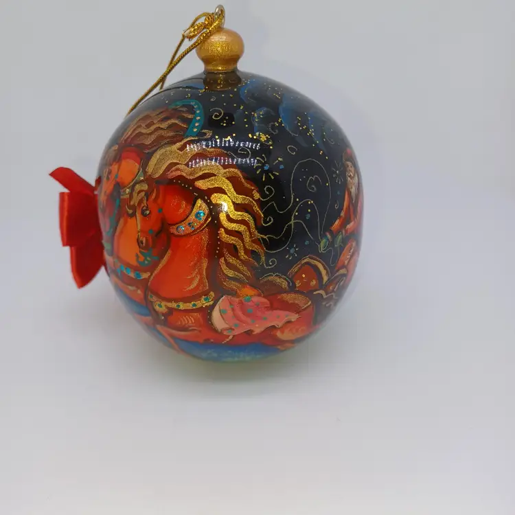 Wooden Christmas Ball | Russian Christmas Ornament