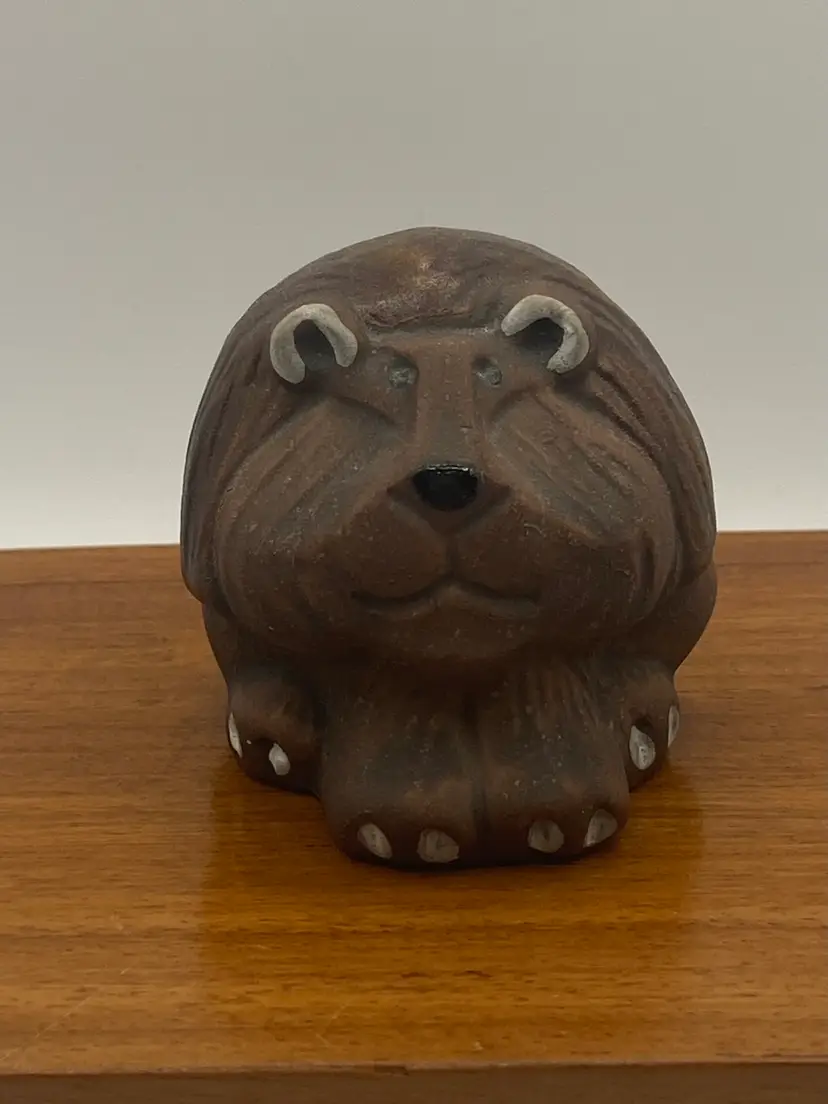 Studio Pottery Lion Figurine, 2” X 2” X 2 1/4”, No Stamp Or Signature