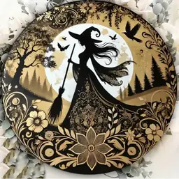 Gothic Witch Wall Art Vintage Inspired 2D Flat Metal Wall Art New Halloween