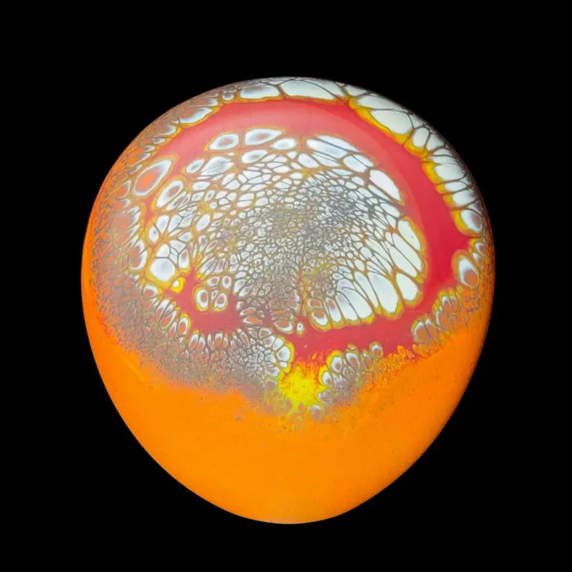David Royce Orange Art Glass Paperweight Signed 2015 Matte Texture 4.25”