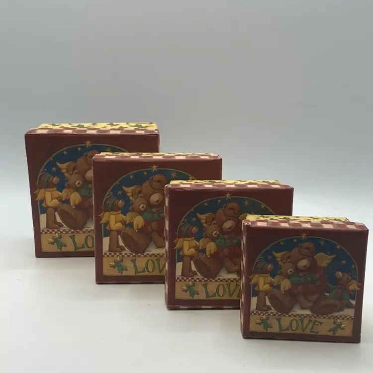 2001 Vintage Angel Bears Christmas 4 Nesting Boxes (Cardboard)