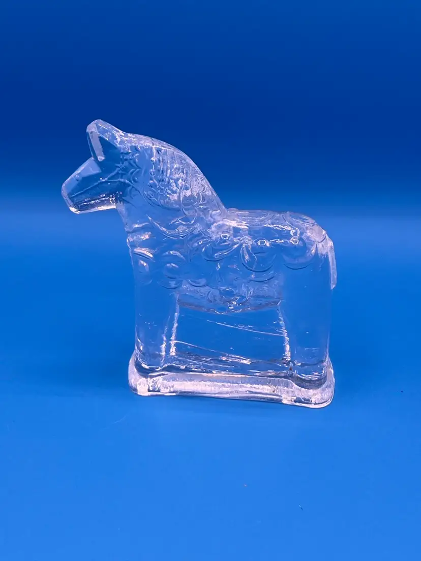 Vintage Crystal Glass Dala Horse Lindshammar Of Sweden 3.25 X 3 inch Paperweight