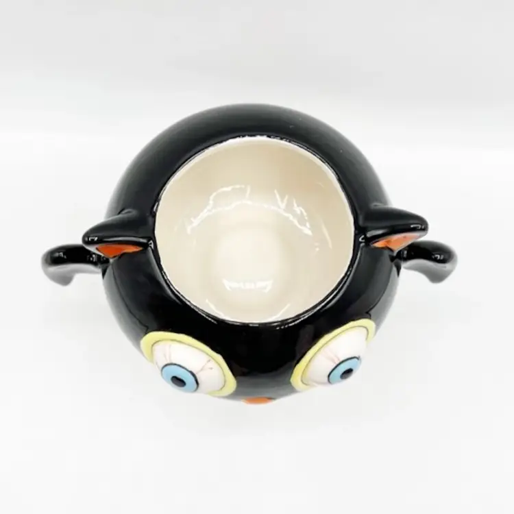 Halloween Vampire Bat Figural Candy Dish Goblet 3D Eyes Ceramic 2022 TDC Decor