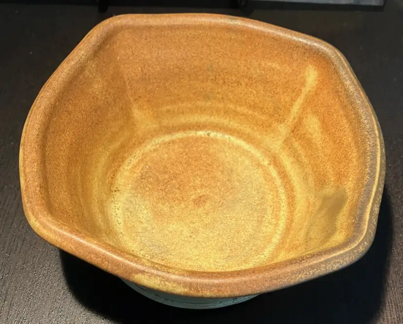 Studio Pottery Cinnamon Brown Cream Dish Bowl Signed