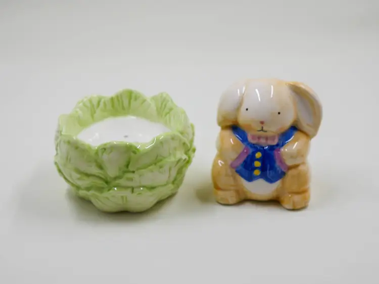 Vintage Papel Easter Bunny in the Cabbage Patch Salt & Pepper Shakers