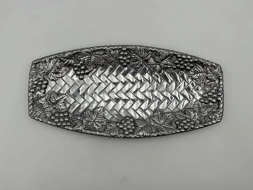 Vintage LENOX Metal Tray Grape Weave Bread Tray 14.75"