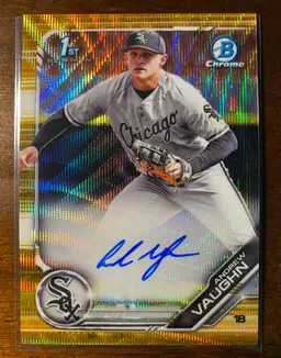 2019 Bowman Draft Andrew Vaughn 1st Gold Wave Auto 1950 Milwaukee Brewers