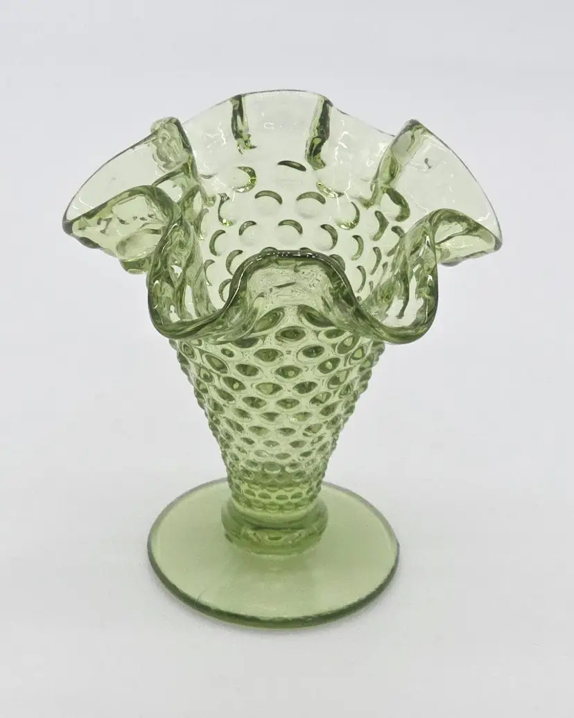 Fenton Green Hobnail Mini Vase