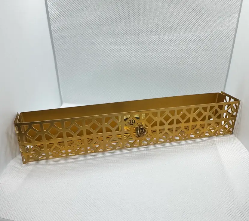 Vintage Frantz Orderly MCM Metal Tray With Rose - Painted Gold