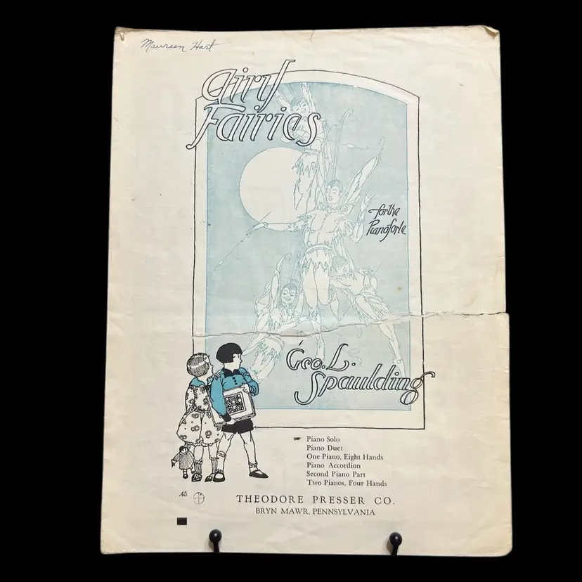 MARKDOWN! Airy Fairies for the Pianoforte Geo L. Spaulding Sheet Music 1906 - Damaged Torn Through On Both Sides