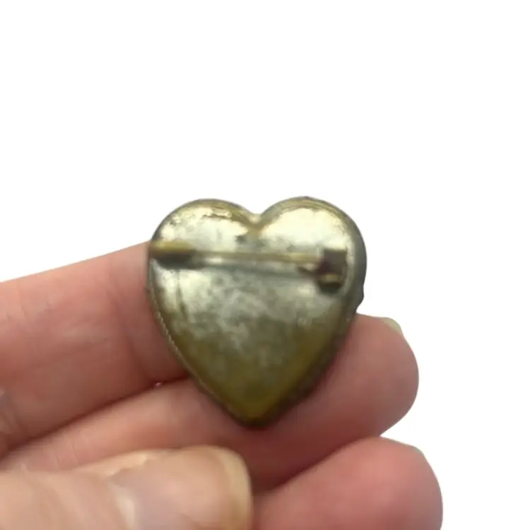 Micro Mosaic Vintage Heart Pin Brooch, 1”