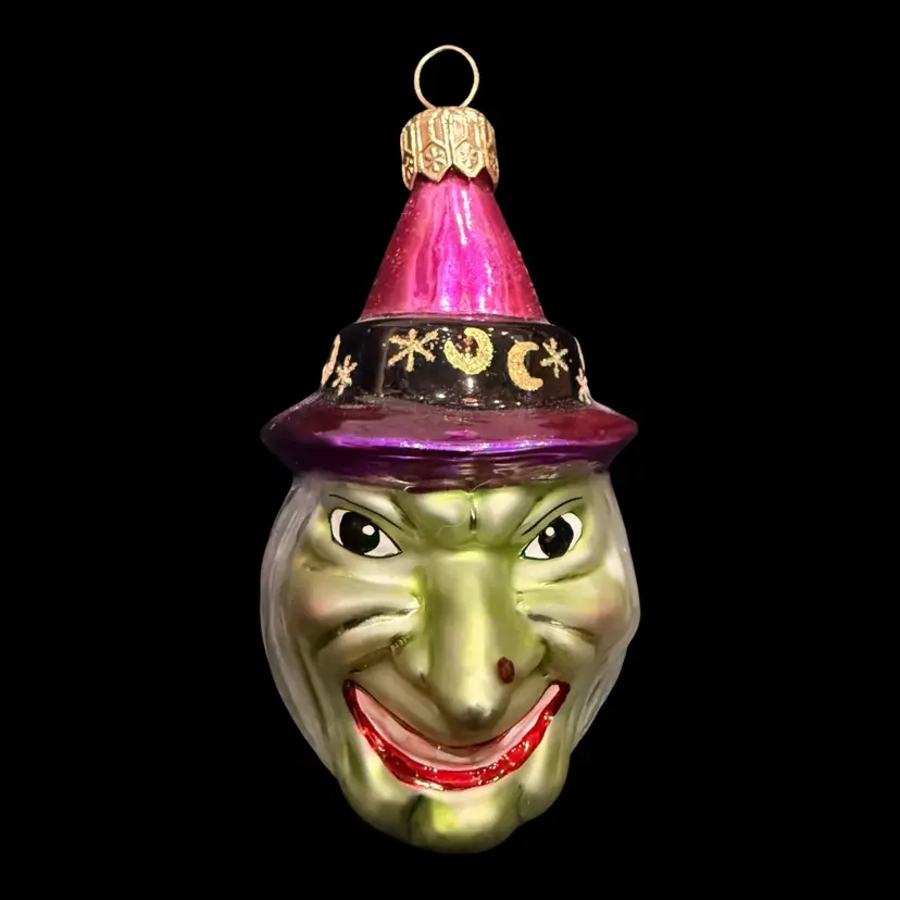 Christopher Radko Witch with Nose Wart Glass Halloween Ornament 3.5”