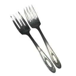 Set Of 2 Dinglehoppers! Antique Monroe Silver Company Forks In The Brandon Pattern (Silver Plated)