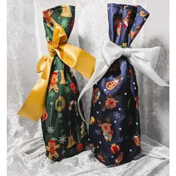 2 for $10, Handmade Wine Bottle Gift Bags - Christmas