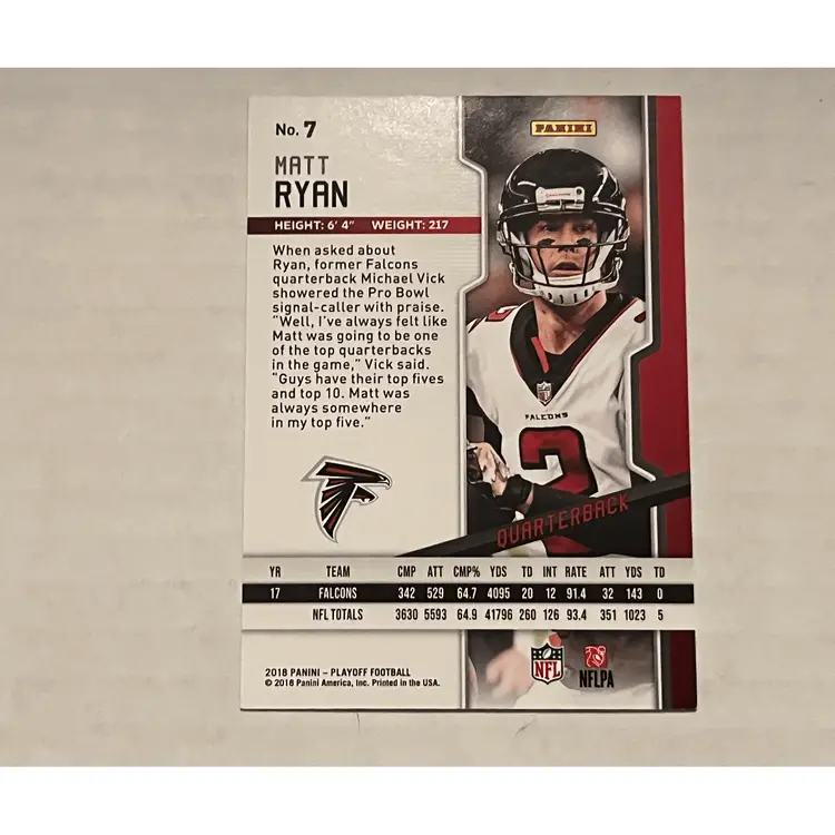2018 PANINI PLAYOFF MATT RYAN #7 1ST DOWN 67/99