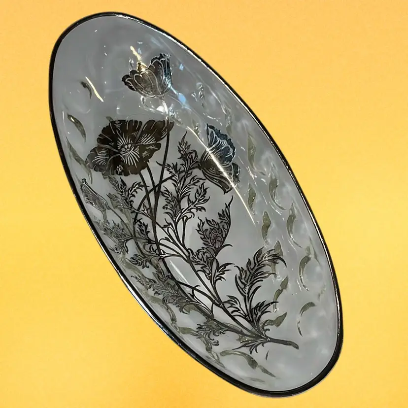 Vintage Silver City Flanders Oval Relish Clear Glass Serving Dish 10"