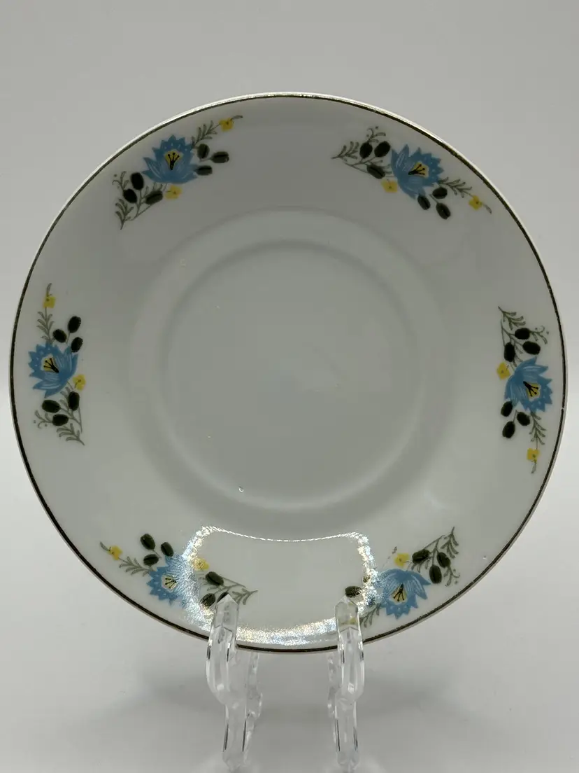Vintage Floral Saucer with Blue Flowers, Porcelain, Unbranded, Made In China