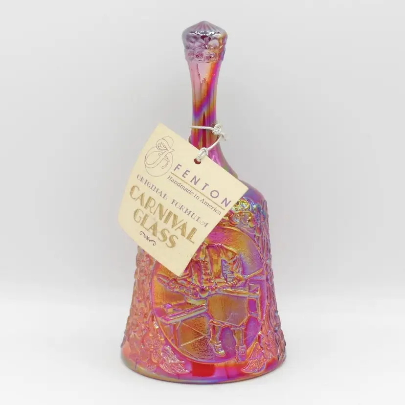 Vintage Fenton Ruby Red Carnival Glass 'The Craftsman' Bell, w/Orig Hang Tag-LIKE NEW!