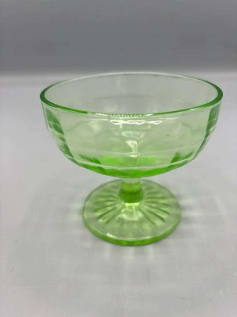 Green depression sherbert glass