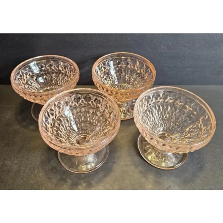 Vintage / Antique Jeannette Pink Sherbert Cups Set Of 4