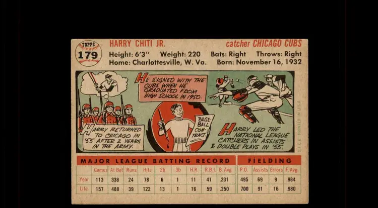 1956 Topps #179a Harry Chiti - (pk-tl2) - Chicago Cubs
