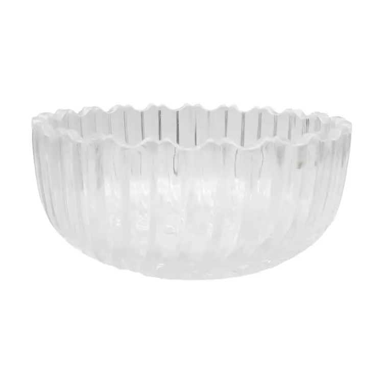 Mikasa PLEATS Collection Heavy Crystal Glass Serving Bowl 8" Diameter