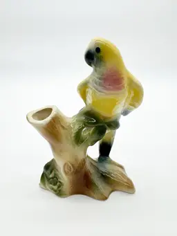 Royal Copley Ceramic Yellow Parrot Bud Vase