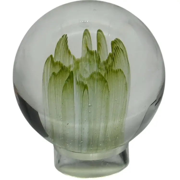 Green Implosion Art Glass Marble Unsigned