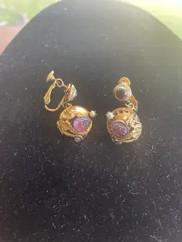 Vintage Vendome Purple Scarab Earrings