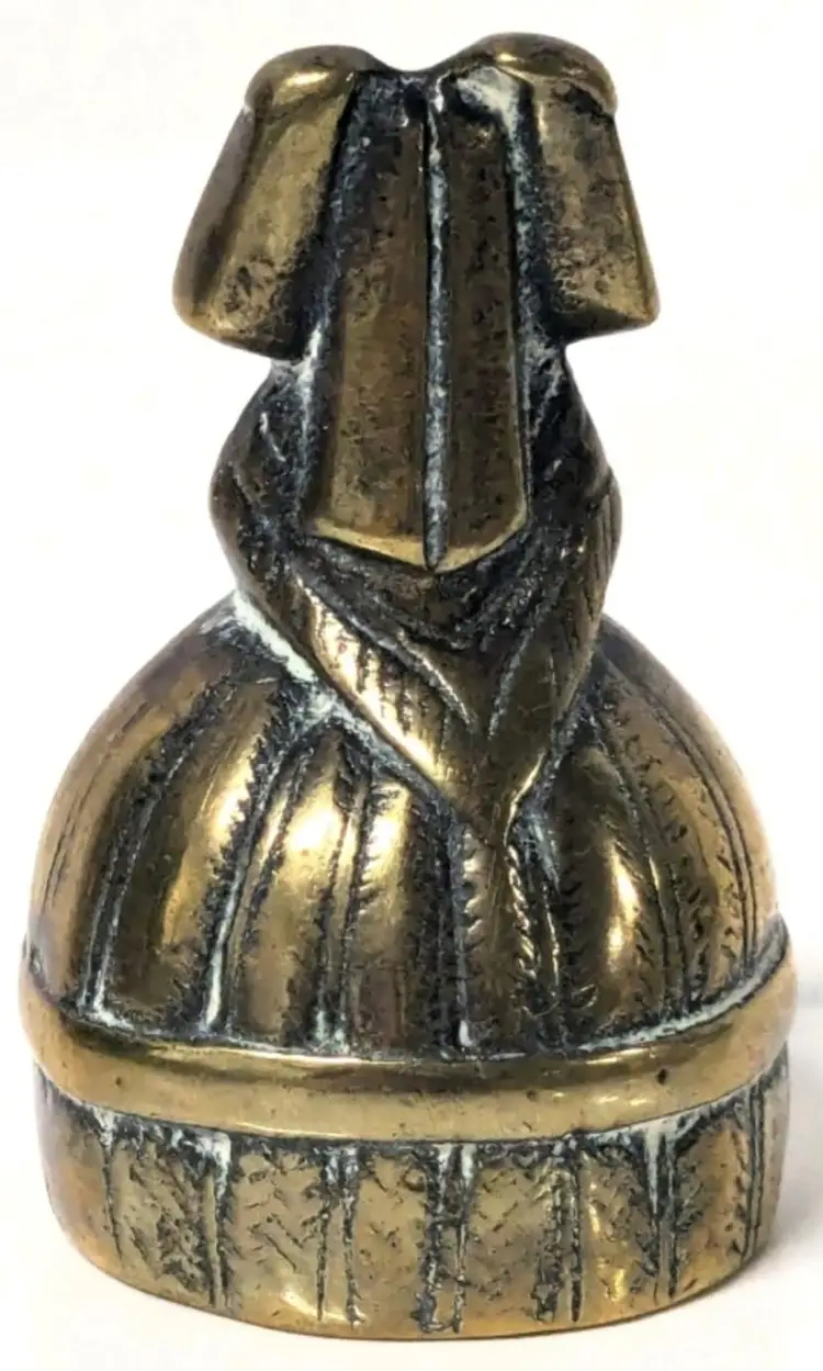Vintage 1930s - 1940s Brass Girl with Large Bow Brass Bell / Hand Bell