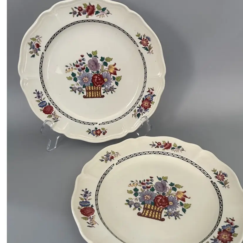 2 Vintage Wedgwood Floral Etruria Salad/Bread Plates Basket Pattern