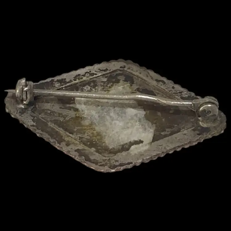 Micro Mosaic Embedded In Glass Floral Brooch 1.5”