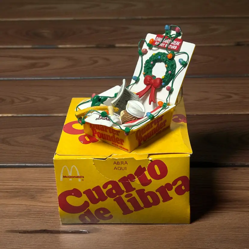 VTG Enesco McDonald's "A Quarter Pounder With Cheer" Christmas Ornament 1991