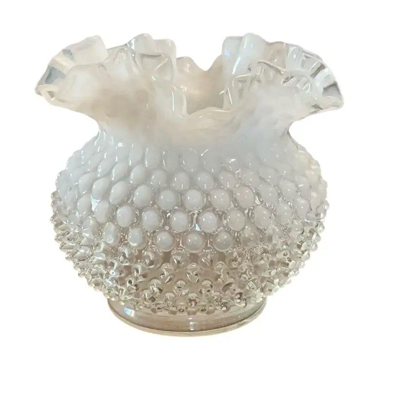Fenton Art Glass French Opalescent Hobnail Large Rose Bowl Vase 5β X 6β