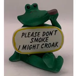 VTG Frog Figurine “ Please Don’t Smoke I Might Croak” Ceramic
