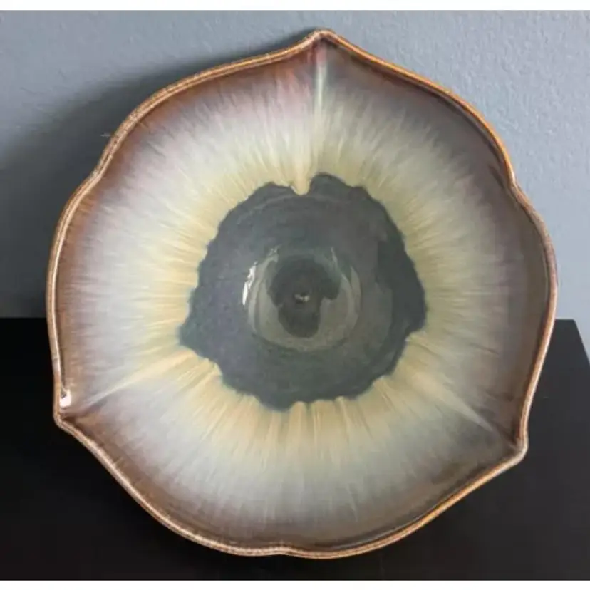 Bill Campbell Pottery Blue Drip Glaze Bowl 10”