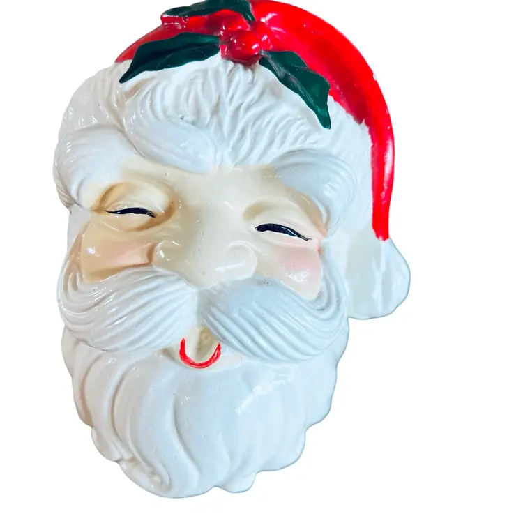 Vintage Ceramic Jolly Santa Claus Christmas Bank Happy Holiday 1970's