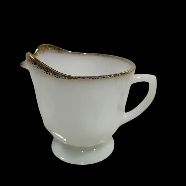 Fire King Golden Anniversary White Swirl Creamer