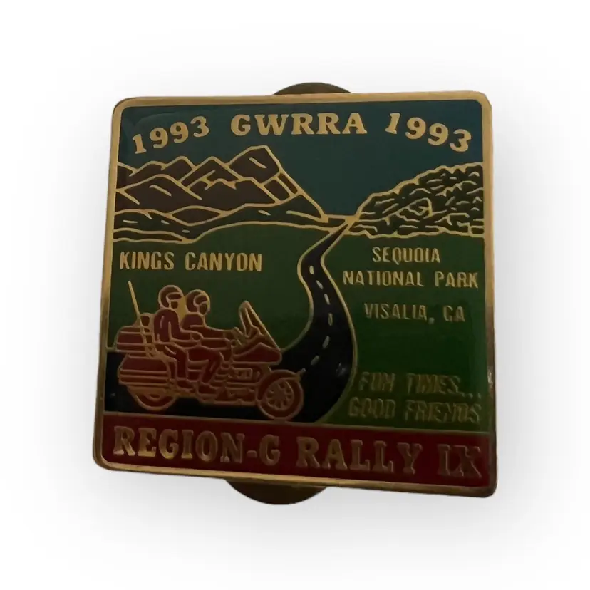 Vintage 1993 GWRRA Motorcycle Pin. Honda Gold Wing Riders Region G Rally IX. Lapel Jacket Pin